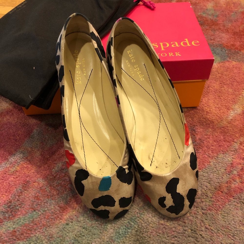 Kate Spade leopard pop silk print shoes size 7.5
